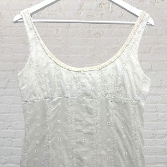 Free People Eyelet Flounce Dress XS White Crochet Tiered Boho Mini - Picture 5 of 16